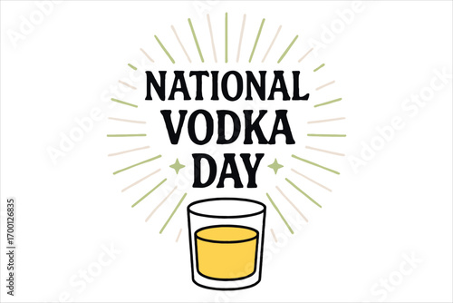 glass of beer,
National Vodka Day Vector  Cheery Yellow Drink & Green Starburst Design