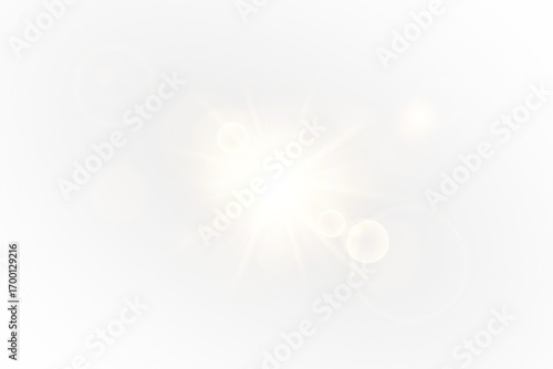 Bright light flare effect, lens flare, glowing orbs, transparent PNG light overlay, radiance highlights