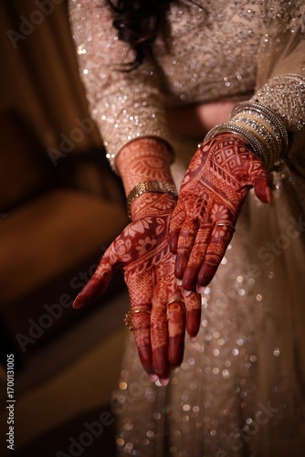 Wallpaper Mural Cinematic Close-Up of Bride’s Hands with Intricate Mehndi Henna Design Torontodigital.ca