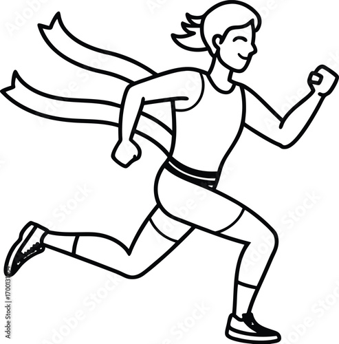 clean outline of a runner crossing finish line.
