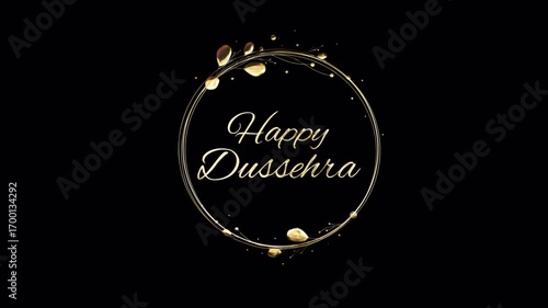 Happy Dussehra Golden Text Animation Isolated on Transparent Background