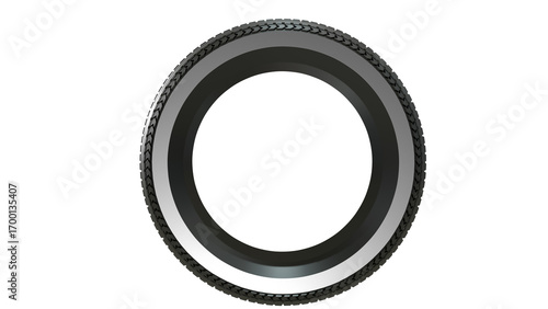 close-up a new car tire from side view isolated on transparent background created by 3D modeling.