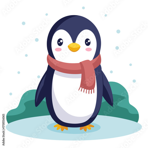 Penguin in Winter Vector