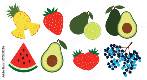 Vibrant assortment of fresh exotic fruits and berries displayed in a colorful arrangement