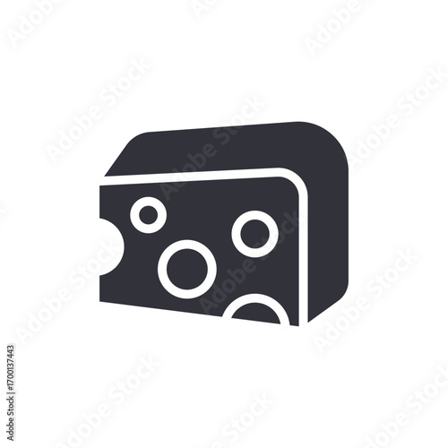 Stylized Cheese Wedge With Circular Openings On A Blank Canvas Representation