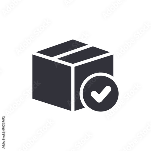 Delivered Goods Confirmation Icon Box With Check Mark For Completed Order