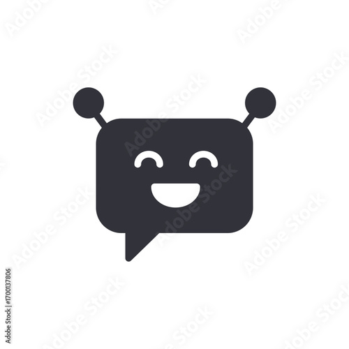 Smiling Chat Bot Icon Representing Positive Communication And Artificial Intelligence Interaction