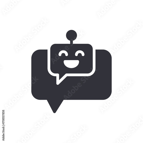 Smiling Robot Avatar Symbolizing Communication And Technological Integration On White Space