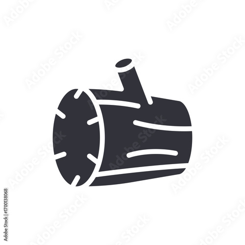 Stylized Cut Log With A Small Branch And Linear Markings On A Light Surface