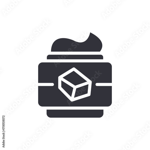 Minimalist Depiction Of A Jar With Cube Icon For Cosmetic Product Presentation