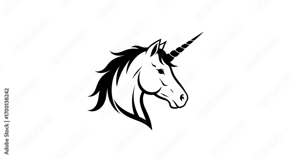 Fototapeta premium Unicorn head profile line art graphic design