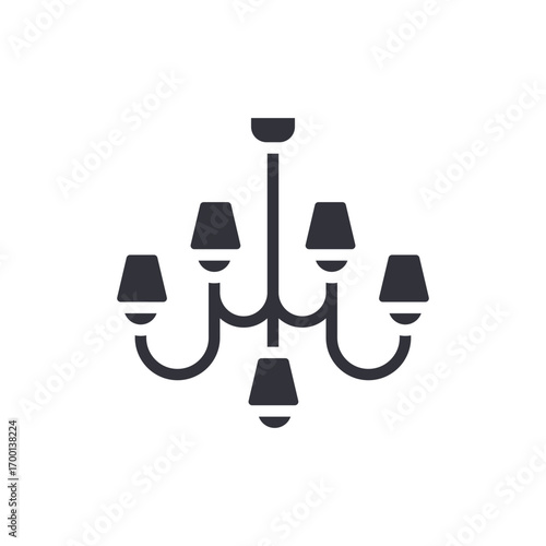 Elegant Interior Lighting Fixture Silhouette Ornamental Ceiling Lamp Illustration Emitting Radiant