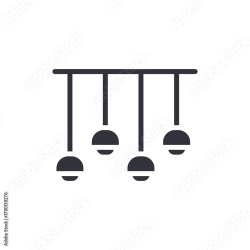 Hanging Spheres Suspension Simple Graphic Design With Overhead Support Frame Line