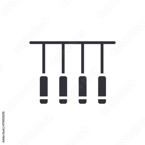 Hanging Cylinders From A Horizontal Bar In A Row Displaying Simple Style