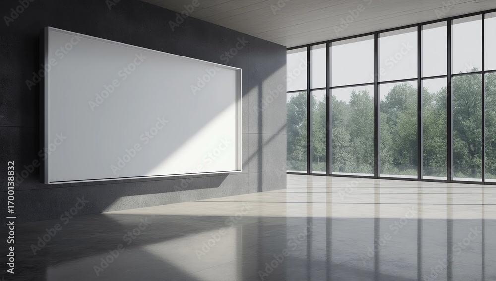 Fototapeta premium Modern exhibition hall with white banner