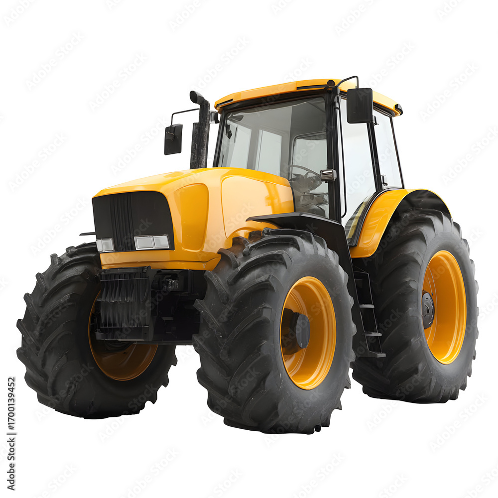 Obraz premium Yellow tractor front view