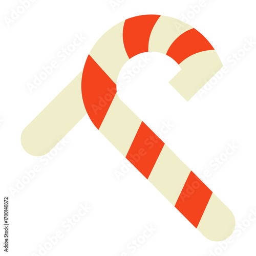 Simple red and cream candy cane icon on black background