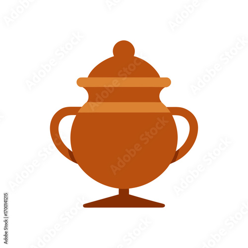 Ancient greek amphora vase with handles and lid