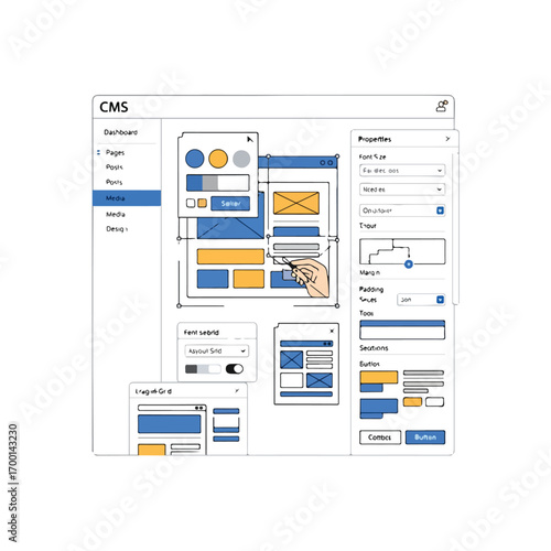 Cms Software Interface Wireframe Illustration