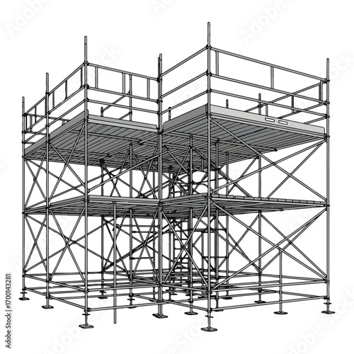Construction Scaffolding Vector Graphic on White