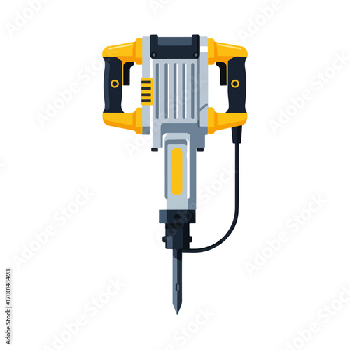 Flat Vector Illustration of a Jackhammer