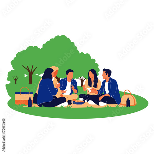 Group of Friends Enjoying a Picnic Together