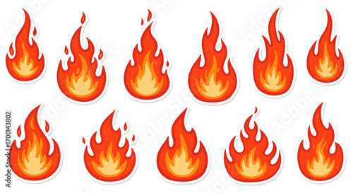 Cartoon Fire Flames Collection for Graphic Design and Decorative Elements