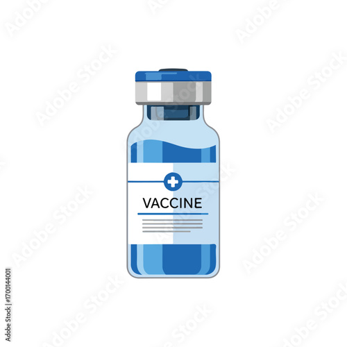 Isolated Blue and White Vaccine Vial Illustration