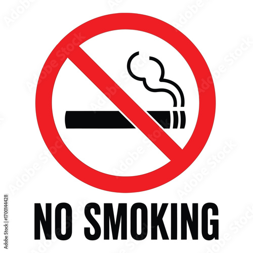 Clear no smoking sign red circle symbol with smoke and text warning vector