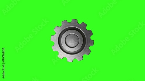A detailed 3D rendering of a metallic gear Animation video