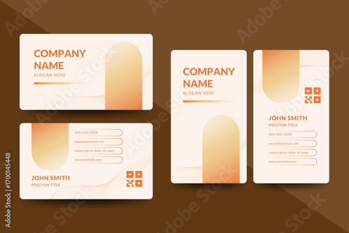 Stylish beige gradient business card template with smooth curves. Perfect for modern branding, professional identity, and creative presentation.
