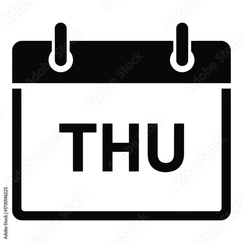 Simple graphic icon representing thursday on a calendar page vector