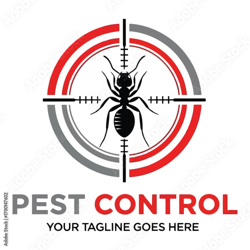 Ant pest control target logo symbol for extermination services and insect control solutions vector