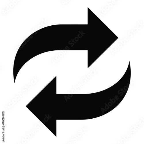Synchronized arrows refreshing circular motion cycle repeat loop exchange reloading vector