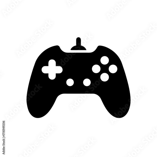 Illustration of a black game controller on transparent background