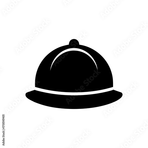 Illustration of a black cloche style hat on transparent background