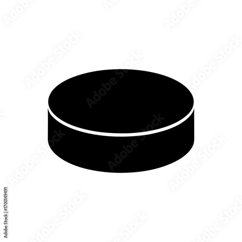 Isolated black hockey puck on white ground on transparent background