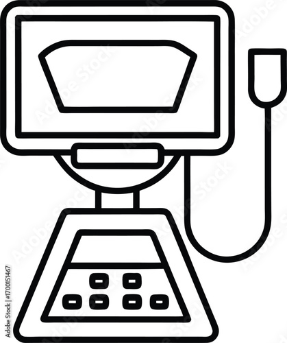 ultrasound machine outline icon vector on transparent.