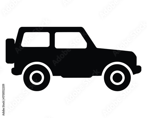 Minimalistic silhouette of a compact SUV. Black and white, perfect for transport concepts