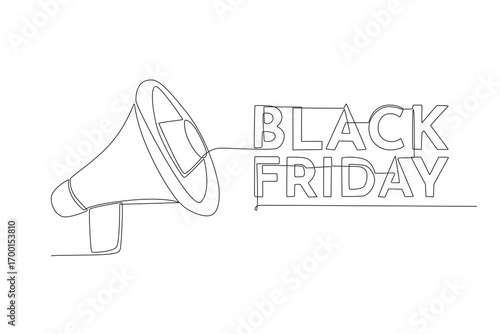 Toa announces discounts. Black friday concept one-line drawing
