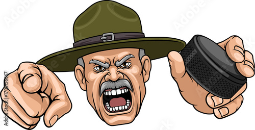 Canvas Print Drill Instructor Sergeant Ice Hockey Sports Mascot