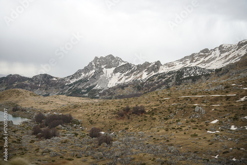 Rocky Mountains Partially Covered with Snow