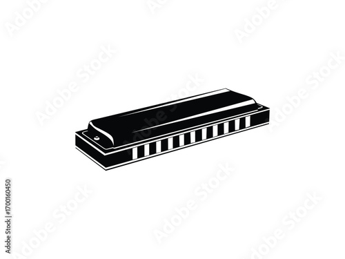 Silhouette vector harmonica isolated with white background 