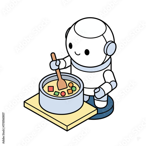 Robot Stirring Pot Icon