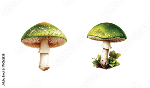 Freshly picked wild boletus mushrooms, a healthy autumn food from the forest, rest on a clean white background