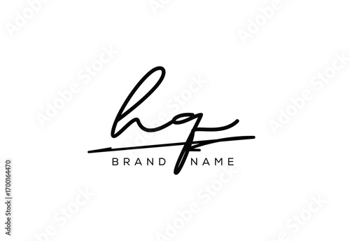 HQ letter elegant cursive beauty handwriting logo.