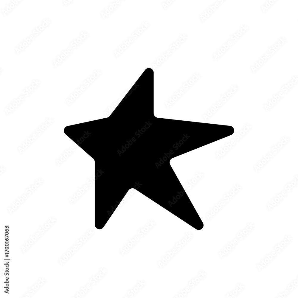 Fototapeta premium A simple black star shape isolated against a plain white background, graphic element.