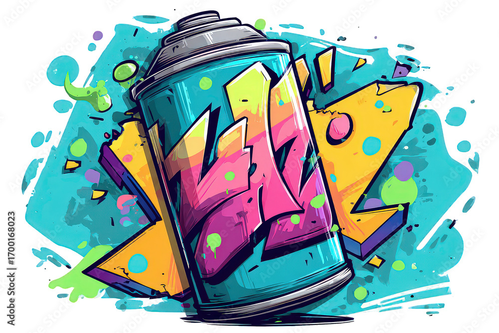Fototapeta premium Colorful Graffiti Spray Can Pixel Art