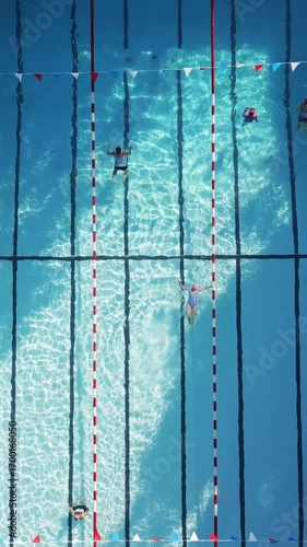 Wallpaper Mural Outdoor Pool Swimming People Laps and Lanes Summer Drone Torontodigital.ca