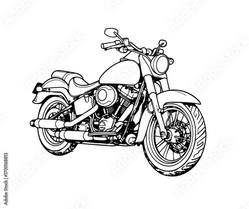 Black motorcycle with a white seat and a red light on the front
